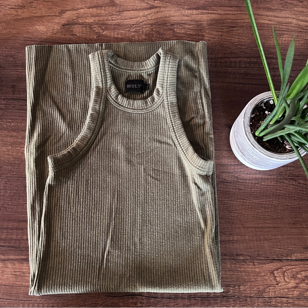 WSLY Army green body con midi dress size Small